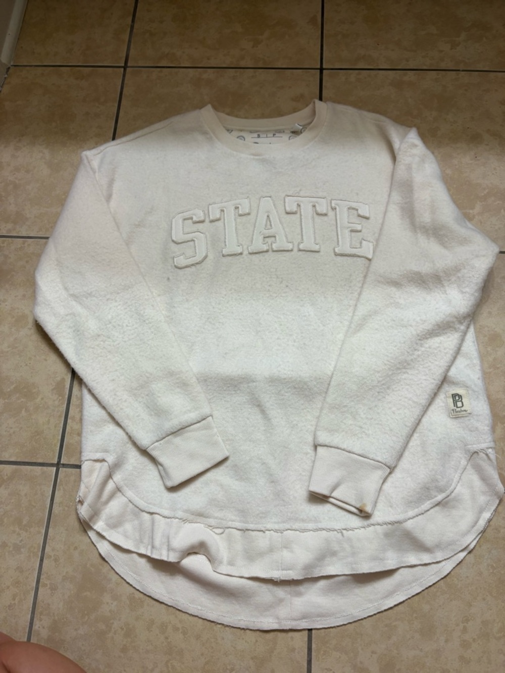 STATE Embroidered Cream Women's Pullover Sweater
